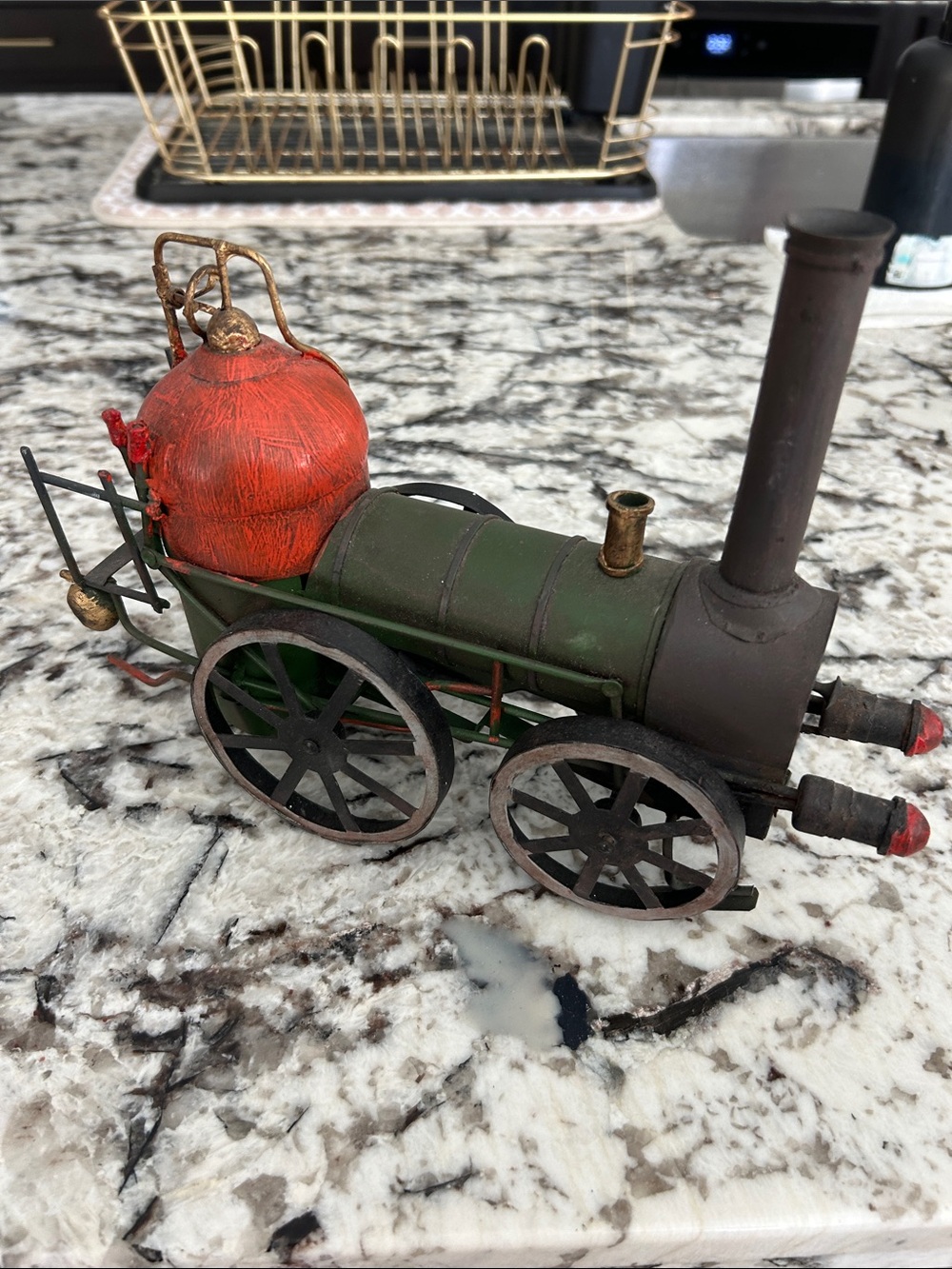 Green and Orange Vintage-Style Train Locomotive
